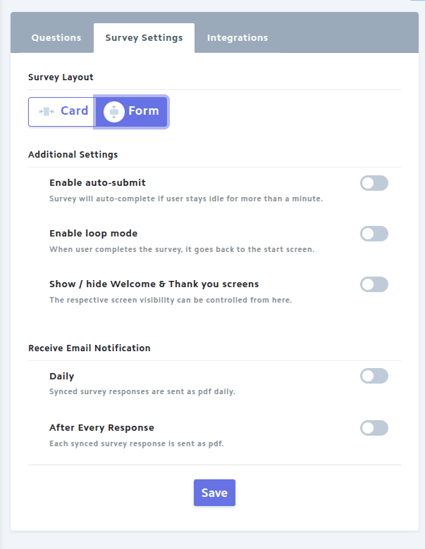 Survey Settings